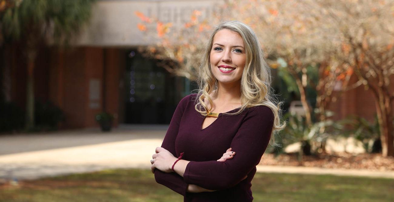 Anna Dudley has the unique distinction of being the third generation of her family to graduate from South with an accounting degree from the Mitchell College of Business. "It just felt right for me," she said of enrolling at USA. 