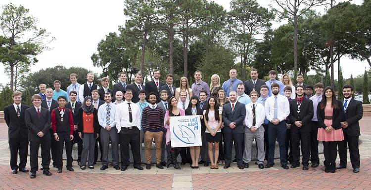 USA's chapter of the national engineering honor society Tau Beta Pi has been recognized as the best chapter in the country.  Pictured are new students initiated this fall plus some of the current members, which include 70 undergraduate and 19 graduate students.